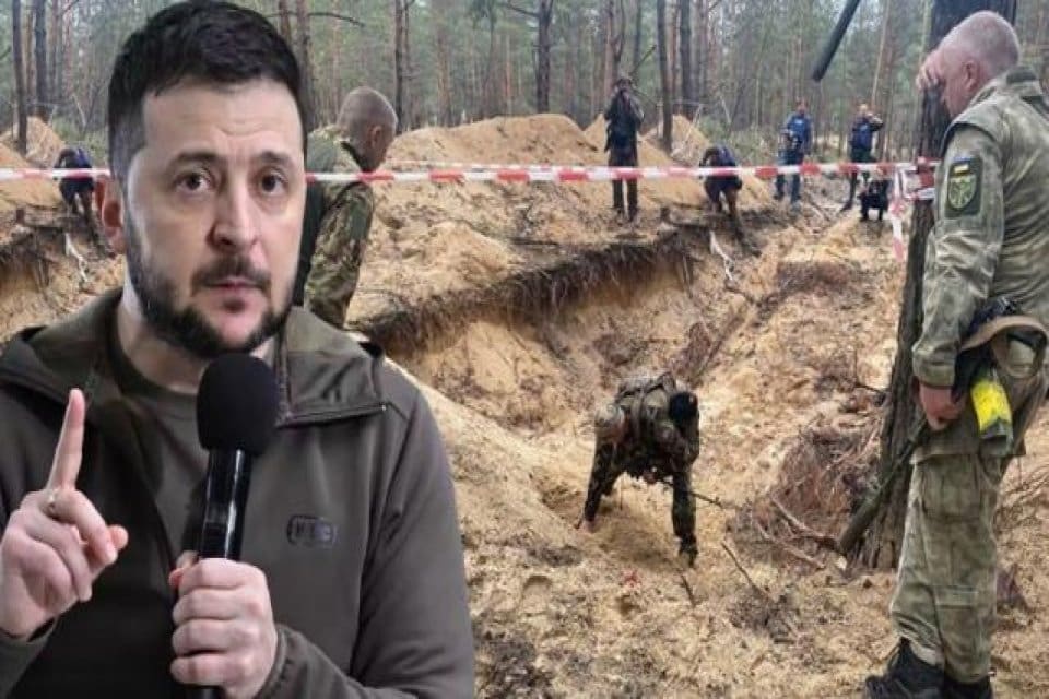 Ukrayna lideri Volodimir Zelenski, Rusya'dan geri alınan İzyum'da toplu mezar