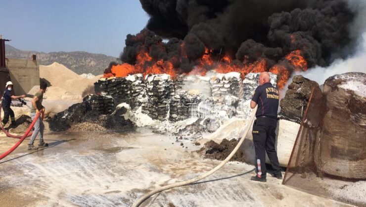 Zift yapım tesisinde yangın; 60 ton katkı maddesi yandı