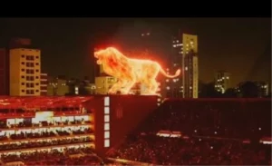 Arjantin’de ‘Aslanlar’ olarak bilinen Estudiantes’in stadyum açılışındaki hologram şovuna gösterilen