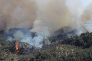 Hatay Belen'de 14.30'da yanın çıktı. Alevlerin yükseldiği Soğukoluk Mahallesi'ne 