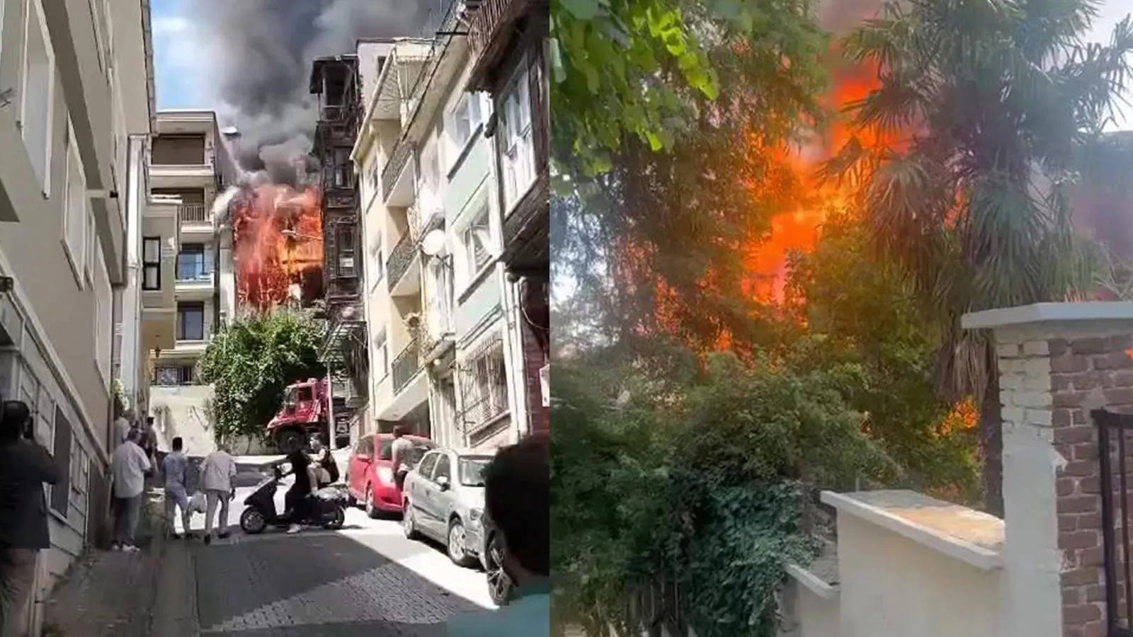 İstanbul’da Sarıyer Büyükdere Caddesi’nde 3 katlı ahşap binada yangın çıktı.