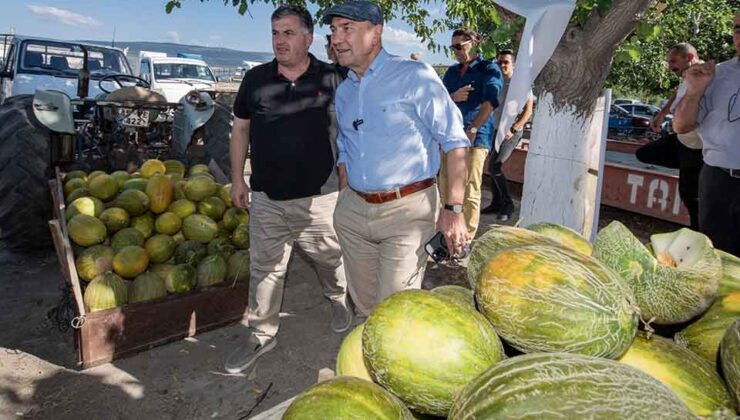 Başkan Soyer domates ve karpuz hasadına katıldı