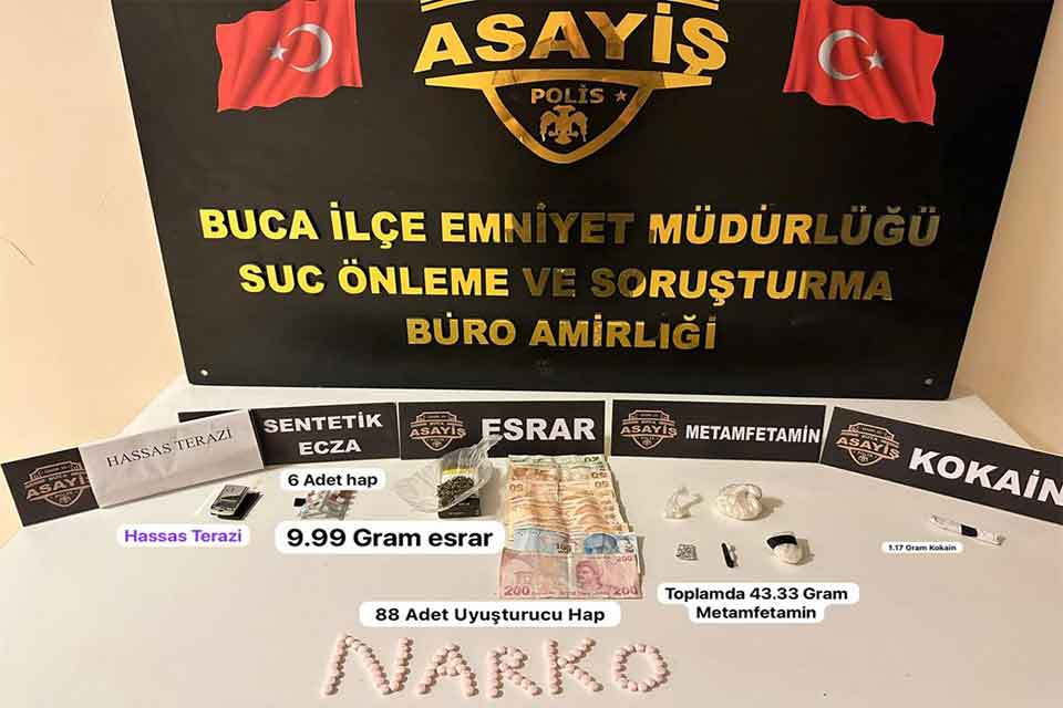 İzmir’in Buca ilçesinde, polisin düzenlediği uyuşturucu operasyonunda gözaltına alınan 2