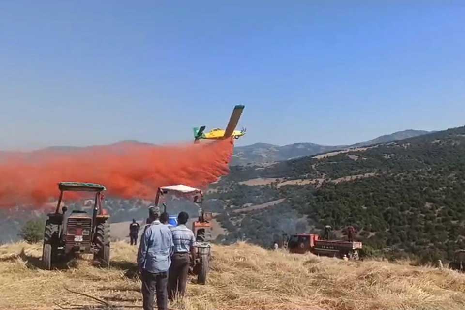 Manisa'nın Kula ilçesinde orman yangını çıktı. 15 dönüm alan zarar