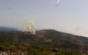 İzmir'in Çeşme ilçesinde dün çöplükte çıkıp otluğa sıçrayan yangının ilerlemesi,