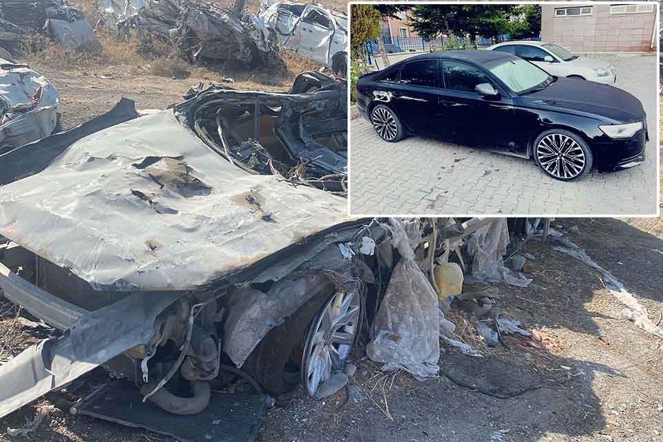 İzmir’de gasbettikleri otomobilin şasi numarasını, Hatay’da depremde hasar gören aracı