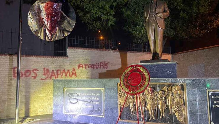 İzmir’de, Atatürk Anıtı’na sprey boyalı saldırıya tutuklama