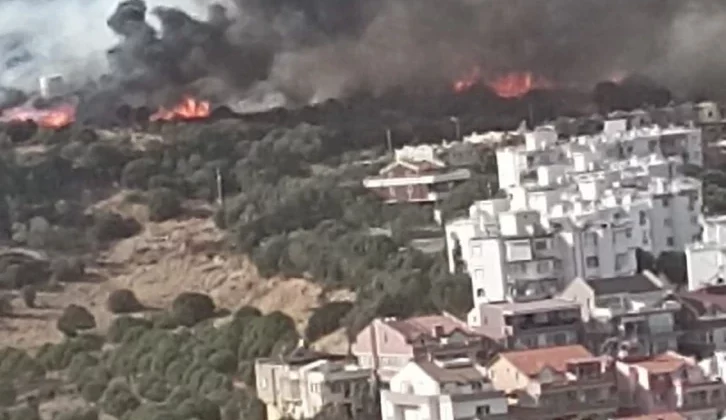 İzmir’de korkutan yangın! Yerleşim yerlerinin yakınında alevler yükseldi!