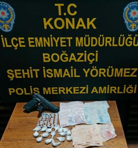 İzmir İl Emniyet Müdürlüğü ekipleri, bugün, uyuşturucu madde bulunduğu belirlenen
