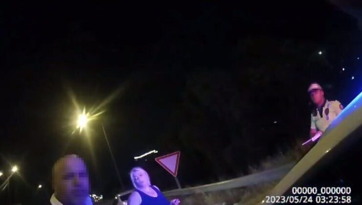 İzmir’de alkollü sürücünün trafik polisine tehdidi kamerada