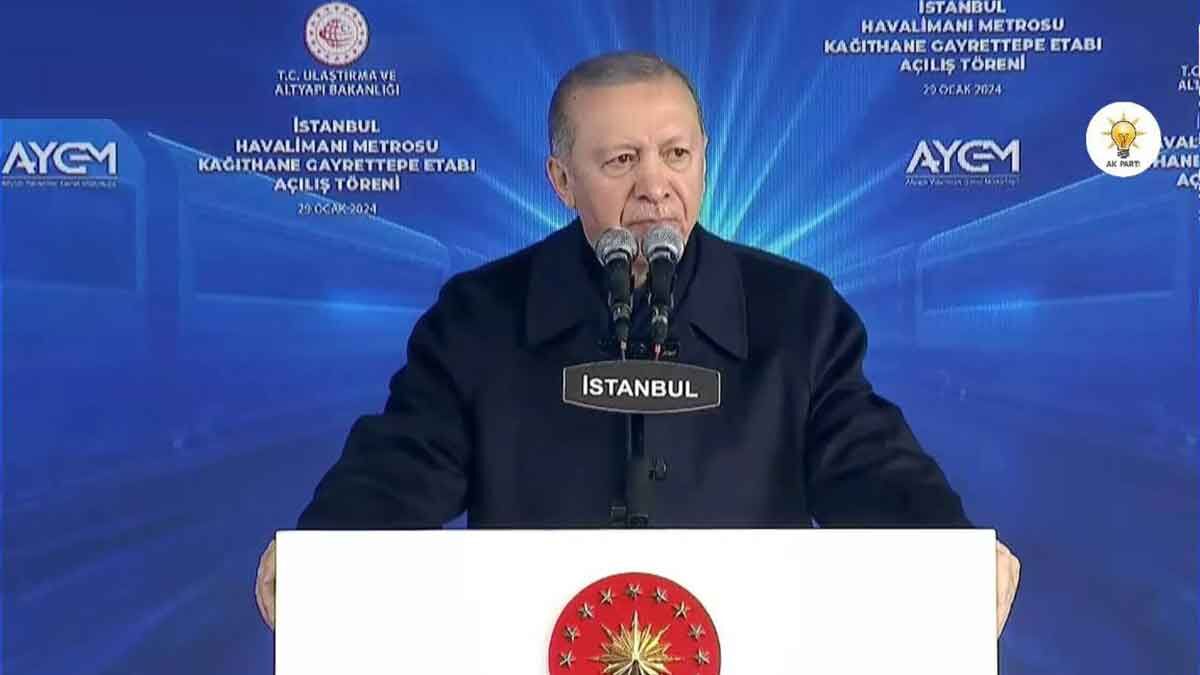 Cumhurbaşkanı Recep Tayyip Erdoğan, Kağıthane-Gayrettepe Metrosu’nun açılış töreninde yaptığı konuşmada,