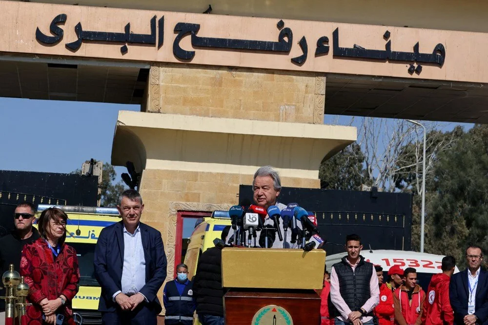 BM’nin internet sitesinden yapılan açıklamaya göre Guterres, Mısır-Gazze arasındaki Refah