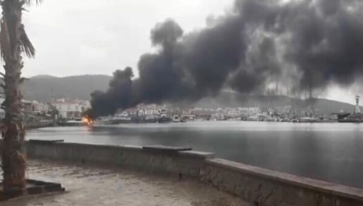 İzmir’de 4 milyonluk lüks tekne alev alev yandı