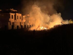 Yangın, saat 21.00 sıralarında Zafer Mahallesi’nde bulunan otluk alanda çıktı.