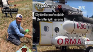 Denizli’nin Çameli ilçesinde orman yangınına müdahale sırasında bir tarlaya zorunlu