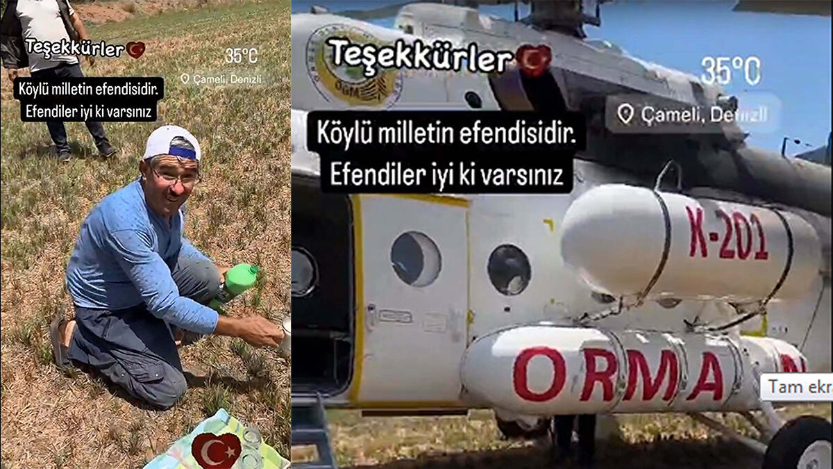 Denizli’nin Çameli ilçesinde orman yangınına müdahale sırasında bir tarlaya zorunlu