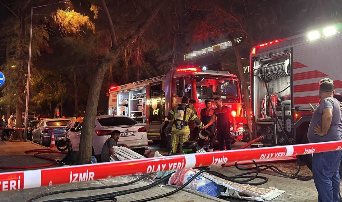 Bornova’da bir apartmanın çatı katında çıkan yangında yaklaşık 100 güvercin