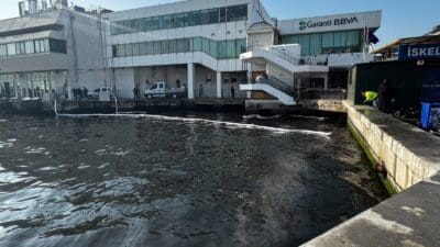 İzmir Büyükşehir Belediyesi, Karşıyaka Vapur İskelesi yakınlarında deniz yüzeyinde oluşan