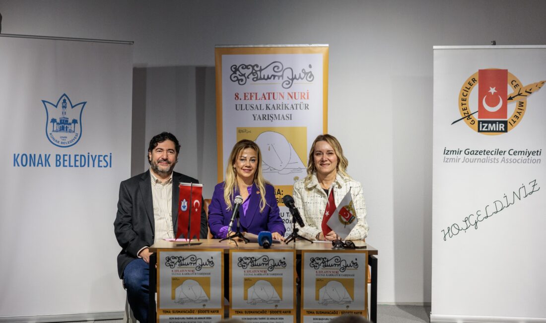 Eflatun Nuri heyecanı başladı: Karikatürler şiddete karşı! Konak Belediyesi ile İzmir Gazeteciler Cemiyeti (İGC) iş birliğinde, bu