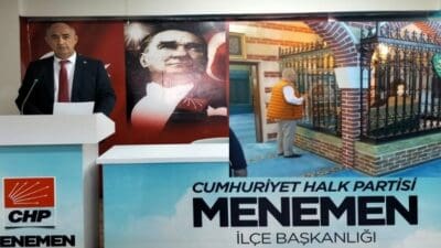 CHP Menemen İlçe Başkanı Hüseyin Özbey, Menemen Belediye Başkanı Aydın