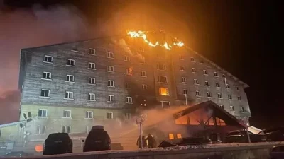 Bolu’daki Kartalkaya Kayak Merkezi’nde bulunan Grand Kartal Otel’de yaşanan yangın
