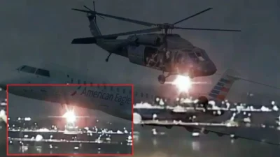 ABD'nin başkenti Washington yakınlarında, Ronald Reagan Havalimanı'na iniş için yaklaşan