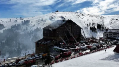 Bolu Kartalkaya Kayak Merkezi’nde Grand Kartal Otel’de çıkan yangında 66