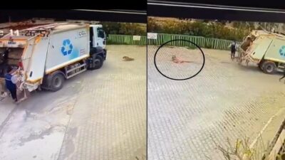 İzmir'in Çiğli ilçesinde yaşanan olayda, belediyeye ait çöp kamyonu bir