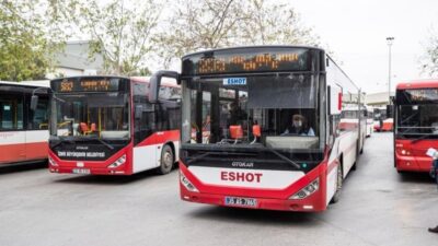 İzmir Büyükşehir Belediyesi ESHOT Genel Müdürlüğü otobüs duraklarından araç içi