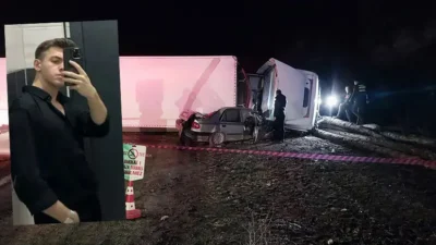 Kütahya'nın Gediz ilçesinde kontrolden çıkan TIR'ın karşı şeride geçerek otomobilin