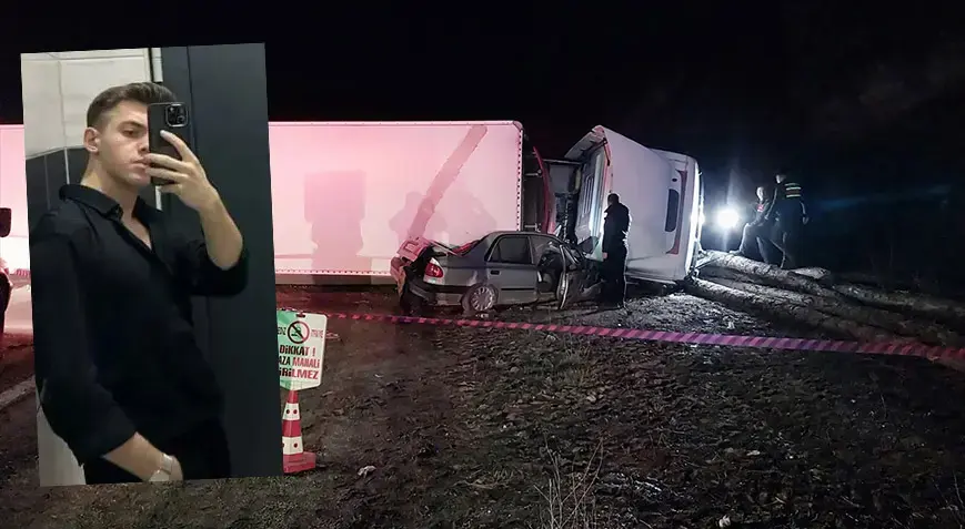 Kütahya'nın Gediz ilçesinde kontrolden çıkan TIR'ın karşı şeride geçerek otomobilin