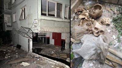 İzmir'in Bornova ilçesinde kentsel dönüşüm kapsamında boşaltılan bir binada, hurdacılar