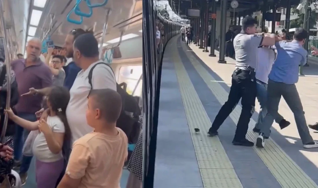 Maltepe’de marmaray istasyonunda çıkan tartışma kavgaya dönüştü. iki çocuğuyla yolculuk