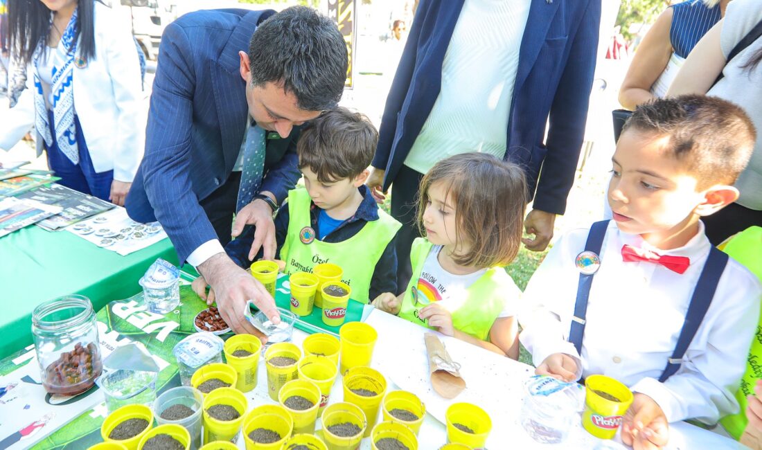 Bayraklı Belediyesinin anaokulu öğrencileri tarafından yapılan sıfır atık ve iklim