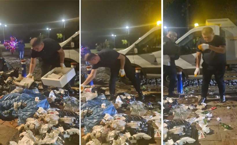 İzmir Büyükşehir Belediye Başkanı Cemil Tugay, grev nedeniyle biriken çöpleri