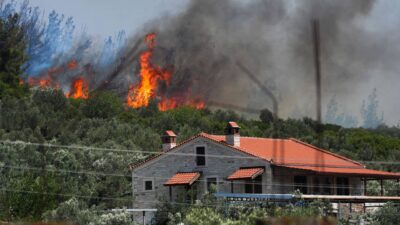 İzmir'in Foça ilçesi Yeniköy Mahallesi'nde saat 12.21'de başlayan orman yangını