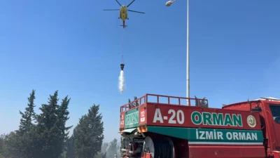 İzmir Bornova'da başlayan orman yangını rüzgarla Buca'ya sıçradı. Havadan ve