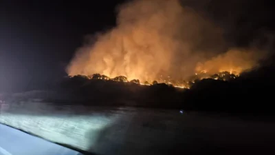 İzmir'in Dikili ilçesinde çöplükte çıkan ve makilik alana sıçrayan yangına