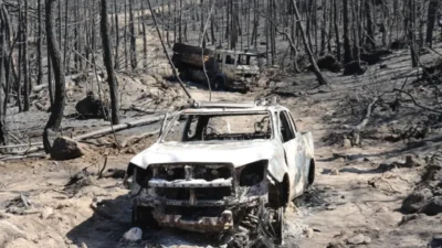 10 görevlinin şehit olduğu orman yangınına ait alan havadan görüntülendi.