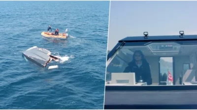 Teknesi parçalanmış halde Marmara Adası açıklarında bulunan işadamı Halit Yukay’ın