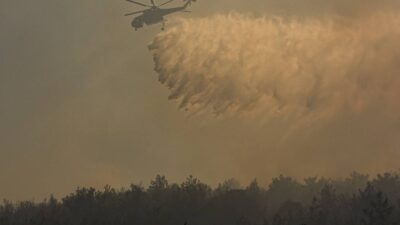 Menderes’in Çile Mahallesi’nde tarım alanında başlayıp ormana sıçrayan yangına ilişkin