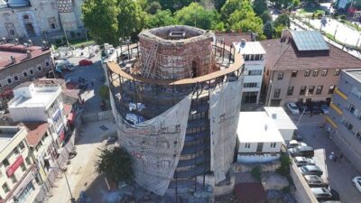 Edirne’deki Roma döneminden kalma Makedon Kulesi restorasyonu sürüyor. Galata Kulesi’ndeki