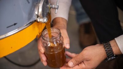 Bornova Belediyesi’nin arıcılık eğitimleriyle desteklediği üreticiler, kendi kovanları ve belediye