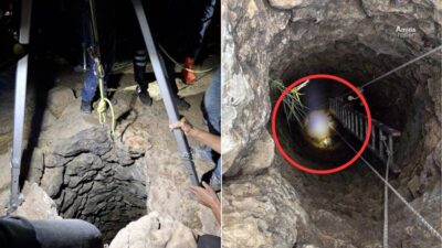 Diyarbakır’ın Çermik ilçesinde hayvanlara su temin edilen kuyuyu temizlemek için