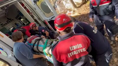 Ödemiş’te 80 yaşındaki Halil Tüysüz, dengesini kaybedip 12 metre derinliğindeki