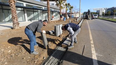 Menderes Belediyesi Fen İşleri Müdürlüğü, bordür döşeme ve zemin iyileştirme