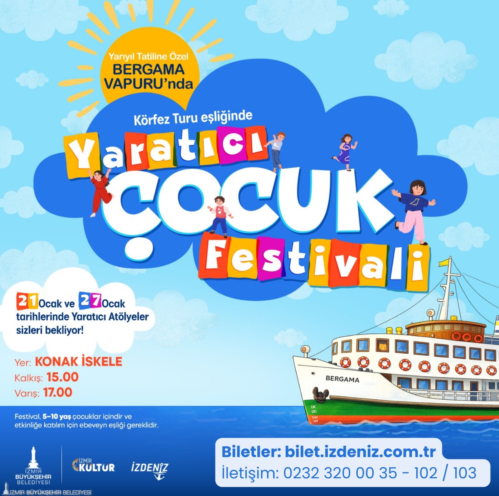 İzmir Büyükşehir Belediyesi iştiraklerinden İZDENİZ VE İzkültür, yarıyıl tatilinde çocuklar