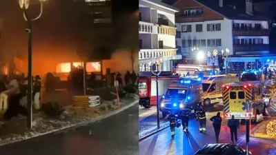 İsviçre’nin dünyaca ünlü kayak merkezi Crans-Montana, yeni yılın ilk saatlerinde