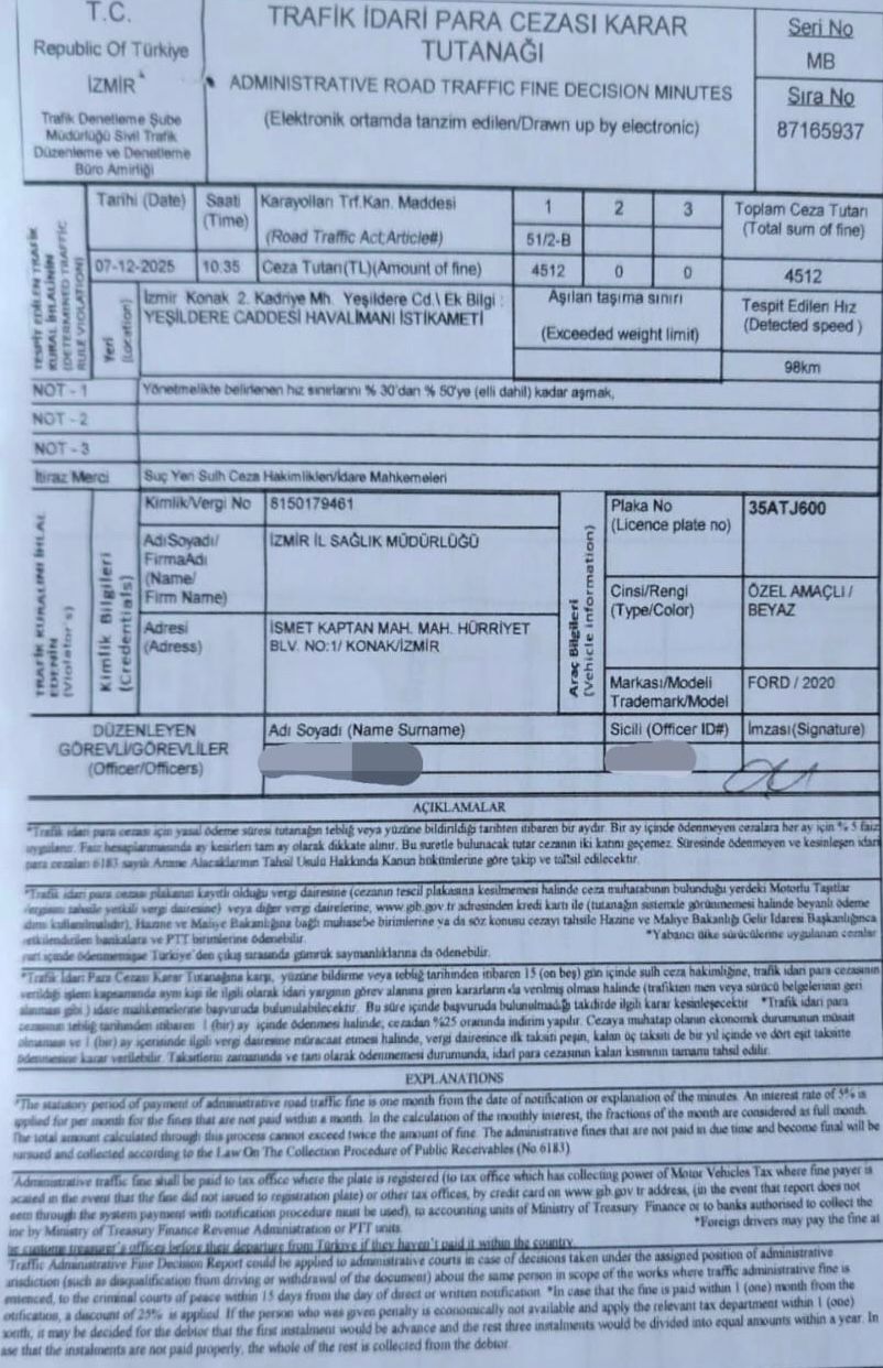 İzmir'de ambulansa hız cezasına tepki