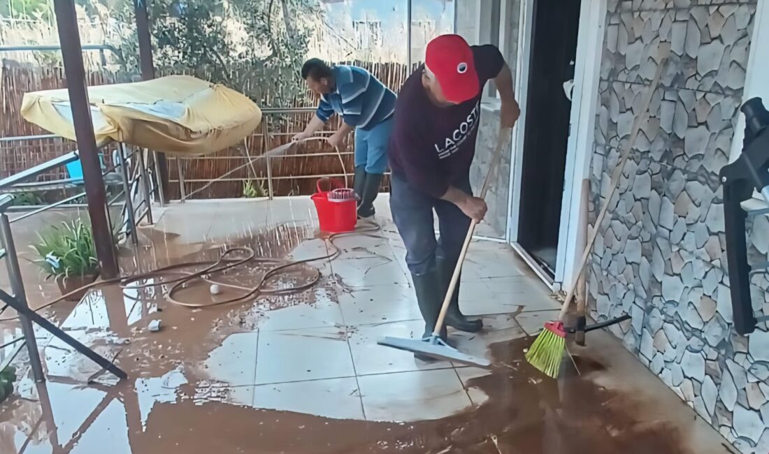 Aşırı yağışlar nedeniyle Gümüldür Arap Yeri bölgesinde evlerini su basan